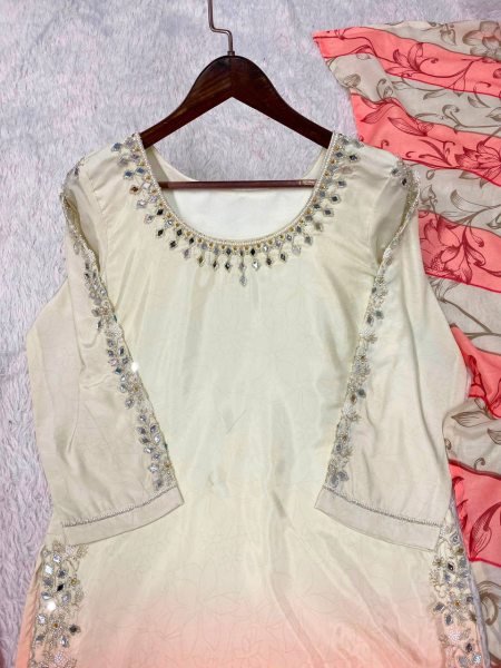 Practical Blush Pink Kurta Set With Mirror Work And Mul Cotton Dupatta For Women Ready To Wear Collection