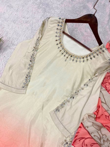 Practical Blush Pink Kurta Set With Mirror Work And Mul Cotton Dupatta For Women Ready To Wear Collection