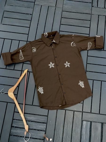 Practical Brown Designer Cotton Fabric Shirt for Men with Full Sleeves at Manufacturer  Mens Wear