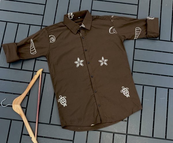 Practical Brown Designer Cotton Fabric Shirt for Men with Full Sleeves at Manufacturer  Mens Shirt
