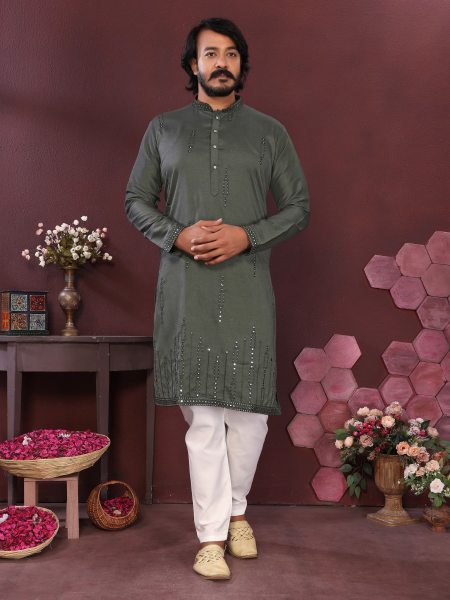 Practical Dark Green Wedding Wear Smart Silk Kurta Pyjama with Raymond Cotton Pyjama 