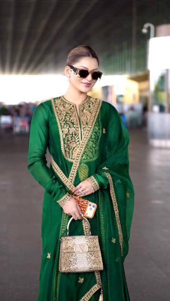 Practical Green Fandy Silk Embroidered Gown with Bottom and Dupatta at Wholesale Rate Ready To Wear Collection