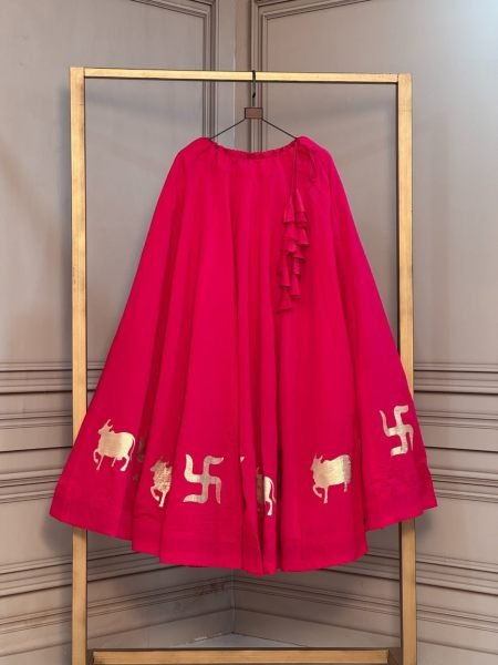 Practical Hot Pink Navratri Special Roman Lehenga with 6 Meter Flair at Wholesale Rate  Lehenga