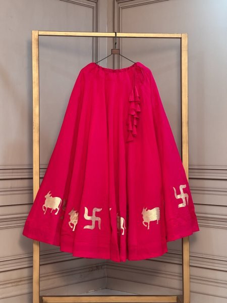 Practical Hot Pink Navratri Special Roman Lehenga with 6 Meter Flair at Wholesale Rate Navratri Lehnega Choli