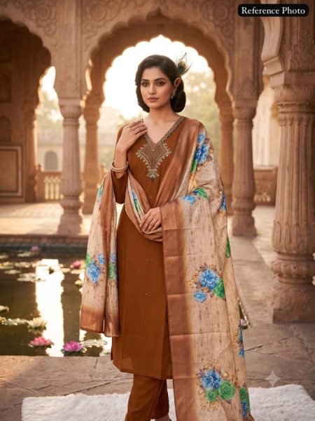 Practical Mul Chanderi Hand Work Kurti Pant Set with Heavy Lichi Silk Jacquard Dupatta For  Wedding Wear Embroidery Kurtis 