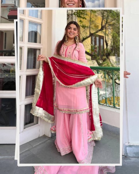Practical Pink Organza Silk Sharara Set with Heavy Lace Work at Wholesale Rate Ready To Wear Collection