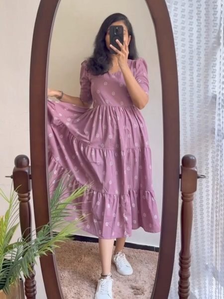 Practical Purple Designer Rayon Digital Print Kurti for Women 