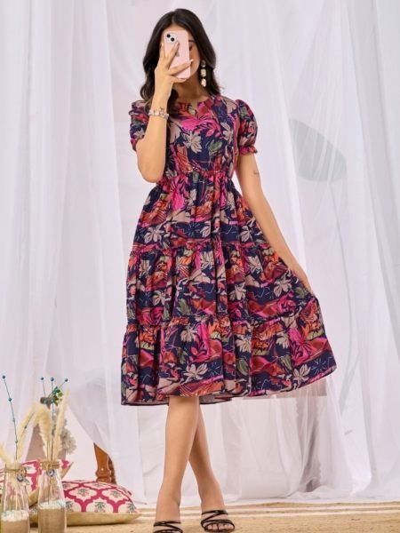 Practical Purple Designer Rayon Digital Print Kurti for Women 