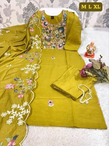 Practical Yellow Stylish Pakistani Suit for Women with Kolkatta Hand Work  Straight Cut Long Kurtis