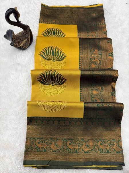 Practical Yellow Traditional Banarasi Silk Saree with Rich Zari Pallu and Border at Wholesale Rate Silk Sarees Wholesale
