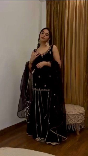 Precious Viscose Velvet Top   Sharara with Both Side Sequence Work for Party   Engagement Wear Ready To Wear Collection