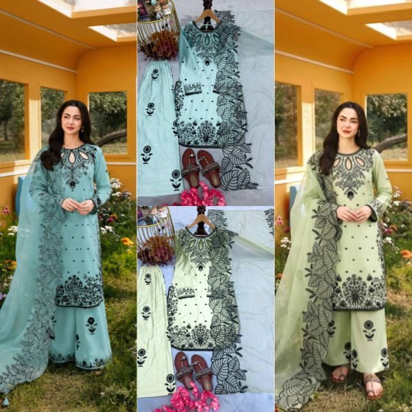 Premium Aqva Blue Satin Rayon Long Kurti Set With Beautiful Neck Design At Wholesale Rate Ready To Wear Collection