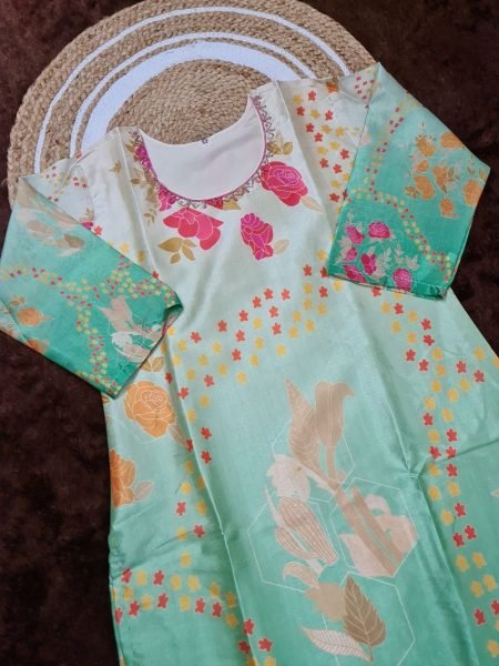 Premium Assam Silk 3Pc Kurti Set with Handwork Kurti &  Printed Dupatta Ready to Wear 3 Piece Kurti Set