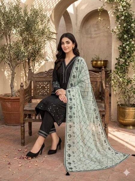 Premium Black Farshi Palazzo Suit with Heavy Sequence Work at Manufacturer Price Ready To Wear Suit