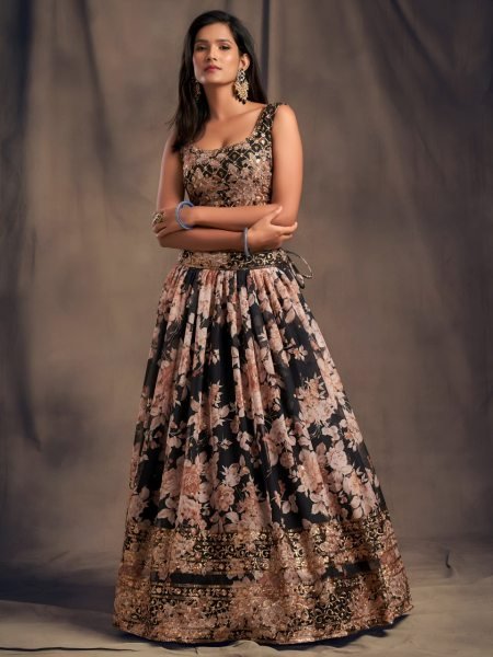 Premium Black Organza Lehenga with Zari Embroidery for Wedding Collection Designer Lehenga Choli