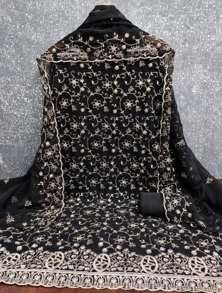 Premium Black Original Georgette Unstitched Salwar Suit with Designer Dupatta Color Set Matching Dress Material Wholesale
