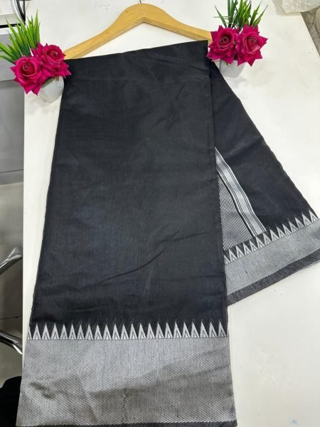 Premium Black Soft Silk Saree with Rich Pallu and Jacquard Border For Festival Silk Sarees Wholesale