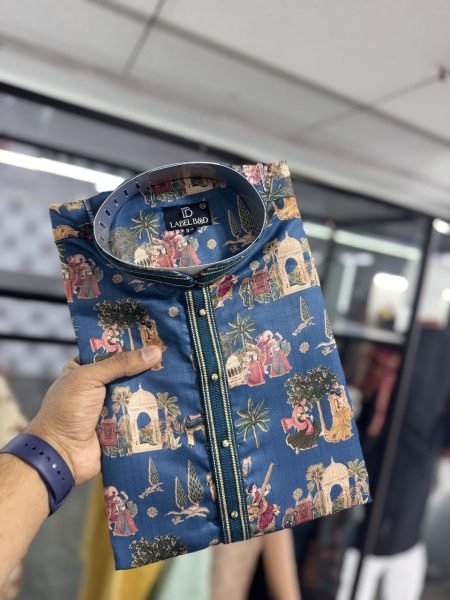 Premium Blue Men Kurta Set for Wedding and Festive Wear Kurta Pajama Wholesale