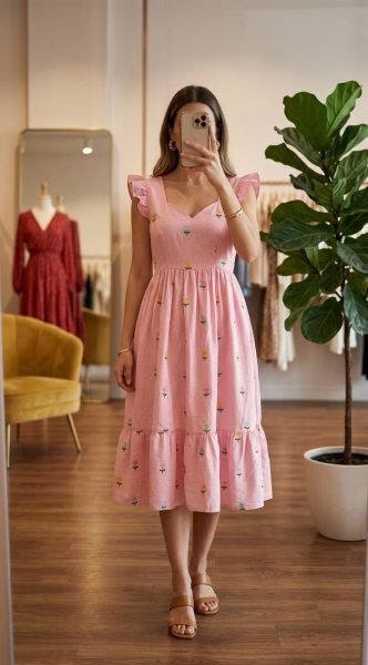 Premium Baby Pink Chanderi Cotton Casual Wear Dress Western Ladies Top Wholesale