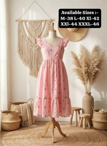 Premium Baby Pink Chanderi Cotton Casual Wear Dress Western Ladies Top Wholesale