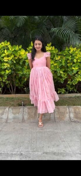 Premium Baby Pink Chanderi Cotton Casual Wear Dress Western Ladies Top Wholesale
