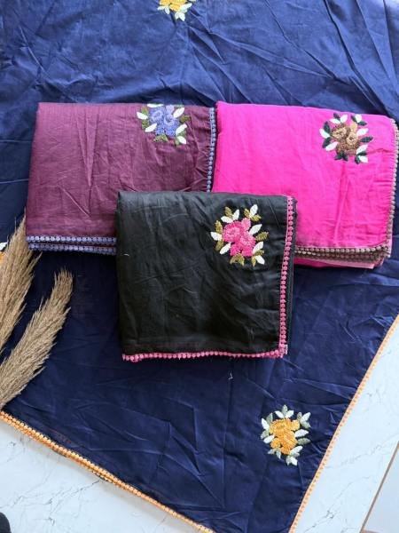 Premium Chanderi Cotton Saree with Knot Anchor Work & GPO Lace Border Cotton Sarees Wholesale