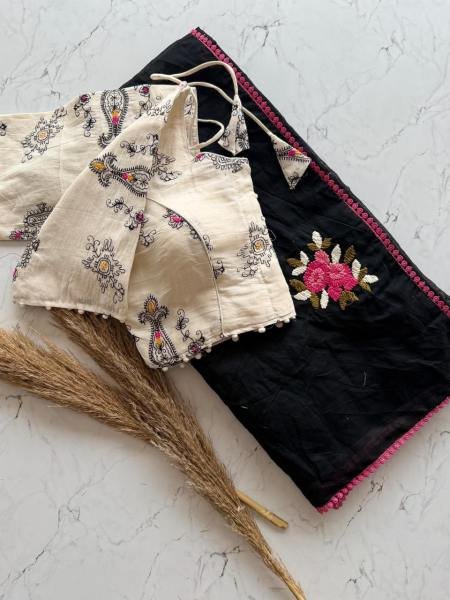 Premium Chanderi Cotton Saree with Knot Anchor Work & GPO Lace Border Cotton Sarees Wholesale