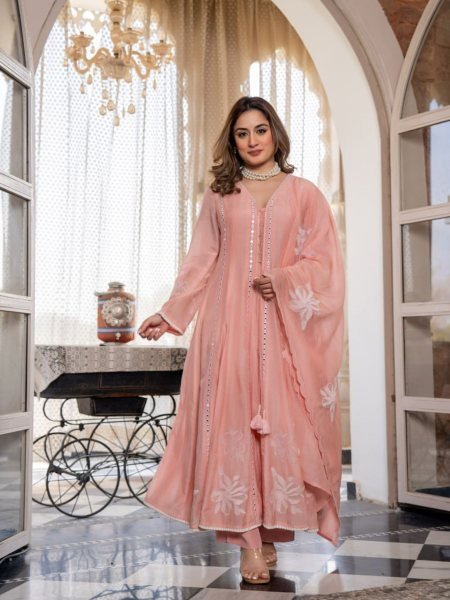 Premium Chanderi Embroidered Kurti Pant Set with Chanderi Dupatta Women Ethnic Wear  Kurtis