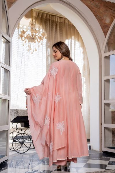 Premium Chanderi Embroidered Kurti Pant Set with Chanderi Dupatta Women Ethnic Wear  Embroidery Kurtis 