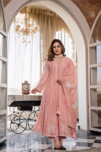 Premium Chanderi Embroidered Kurti Pant Set with Chanderi Dupatta Women Ethnic Wear  Embroidery Kurtis 