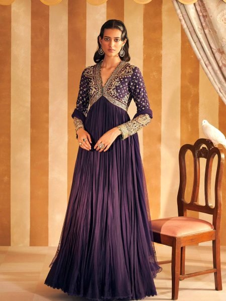 Premium Chinon Anarkali Gown with Georgette Dupatta for Diwali Kurtis