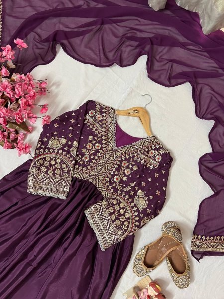 Premium Chinon Anarkali Gown with Georgette Dupatta for Diwali Anarkali Kurtis 