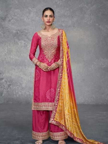 Premium Chinon Digital Print Suit with Mirror Embellishments Free Size  ReadyMade at Manufacturer Direct Salwar Kameez