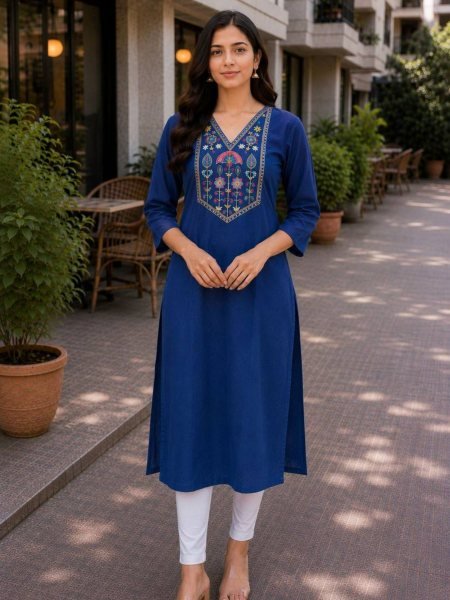 Premium Cotton Embroidered Single Kurti for Women for Everyday Wear Kurtis