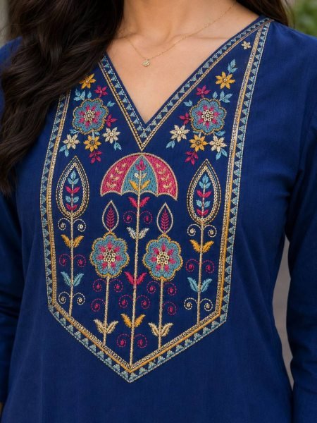 Premium Cotton Embroidered Single Kurti for Women for Everyday Wear Cotton Kurtis Wholesale