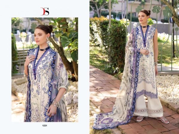 Premium-crafted White Unstitch Embroidered Top, Printed Bottom & Digital Dupatta by Deepsy Catalog  Wholesale Printed Salwar Kameez 