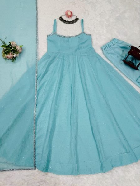 Premium Crunch Silk Flared Suit with Pant & Dupatta Luxe Look for Every Celebration Anarkali Kurtis 
