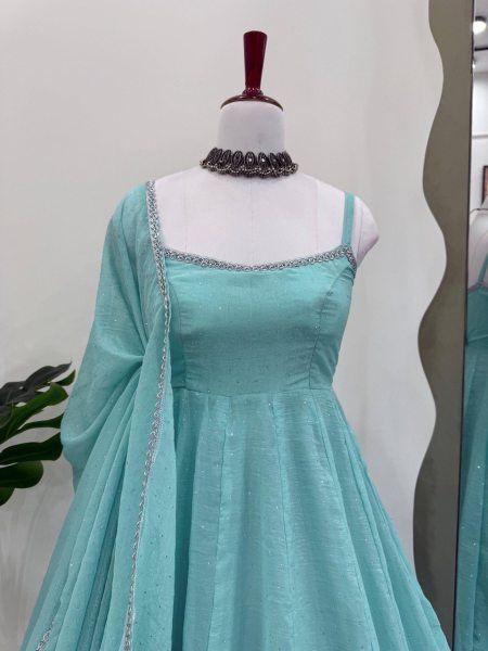 Premium Crunch Silk Flared Suit with Pant & Dupatta Luxe Look for Every Celebration Anarkali Kurtis 