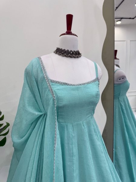 Premium Crunch Silk Flared Suit with Pant & Dupatta Luxe Look for Every Celebration Anarkali Kurtis 