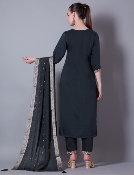 Premium Dark Green Jacquard Silk Kurta Palazzo Set with Dupatta Elegant Casual Wear 3 Piece Kurti Set