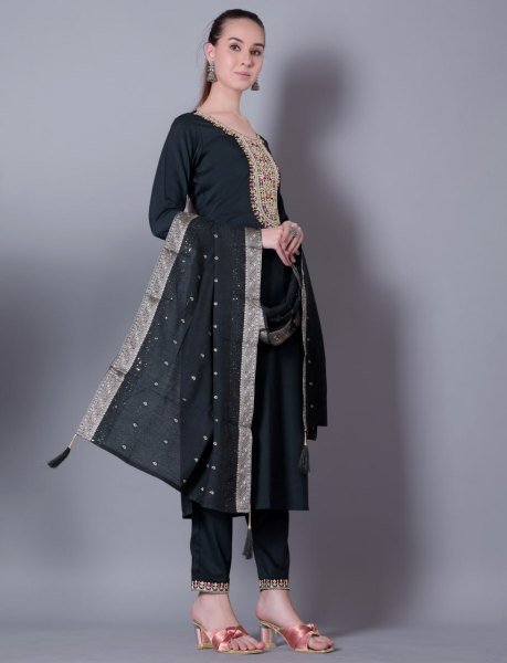Premium Dark Green Jacquard Silk Kurta Palazzo Set with Dupatta Elegant Casual Wear 3 Piece Kurti Set