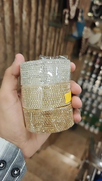 Premium Designer Bangles Combo Box in Golden Silver and White Stone Fashion Accessories Wholesale