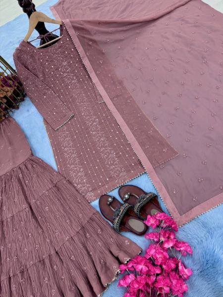 Premium Designer Heavy Faux Georgette Party Wear Ready Made Top Plazzo Collection Ready To Wear Collection