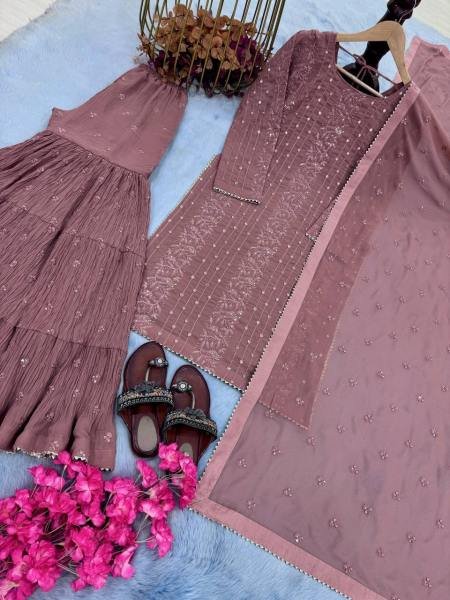 Premium Designer Heavy Faux Georgette Party Wear Ready Made Top Plazzo Collection Ready To Wear Collection