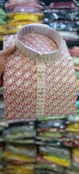 Premium Designer Kurta Pyjama Set for Men Heavy Embroidery Work with Self Lehariya   Sequence Work Ready to Wear at Wholesale Price Kurta Pajama Wholesale
