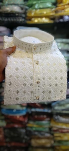 Premium Designer Kurta Pyjama Set for Men Heavy Embroidery Work with Self Lehariya   Sequence Work Ready to Wear at Wholesale Price Kurta Pajama Wholesale