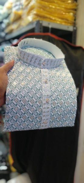 Premium Designer Kurta Pyjama Set for Men Heavy Embroidery Work with Self Lehariya   Sequence Work Ready to Wear at Wholesale Price Kurta Pajama Wholesale