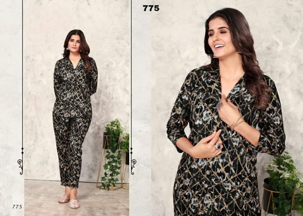 Premium Designer printed black colour cod Set Collection  CO ORD Sets