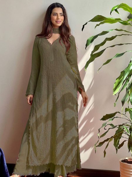 Premium Faux Georgette Palazzo Set with Embroidery Work WholesaleTextile Manufacturer