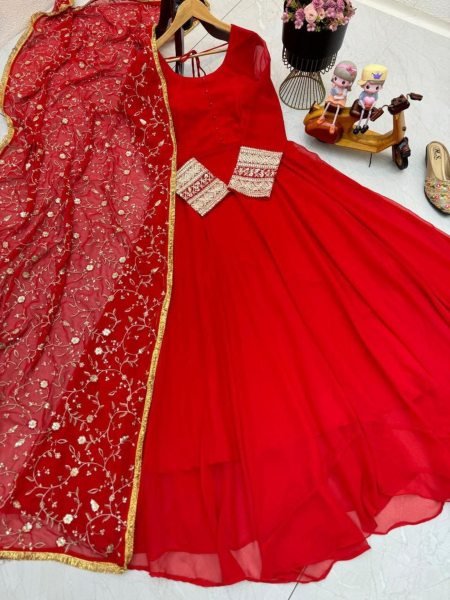 Premium Fox Georgette  Anarkali Gown With Dupatta  Ready To Wear Collection